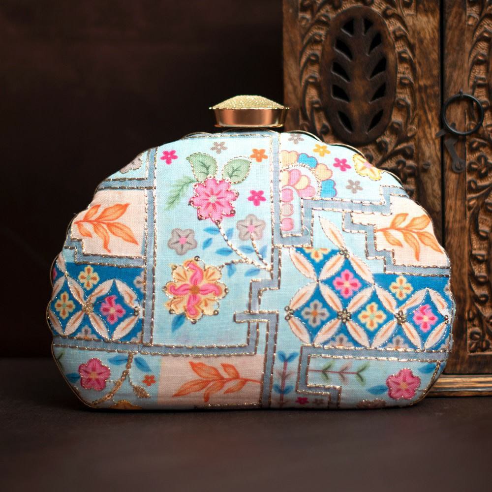 D-shaped Embroidered clutch