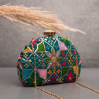 D-shaped Embroidered clutch