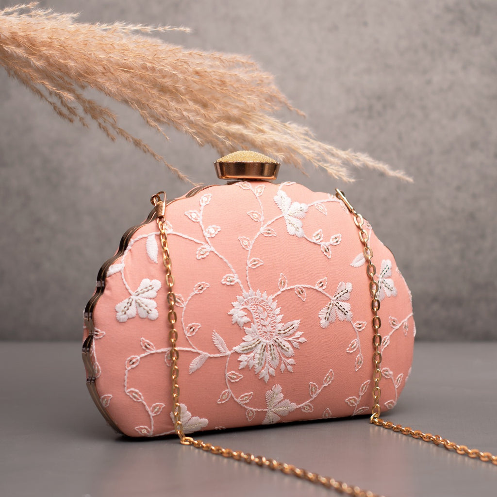 D-shaped Embroidered clutch