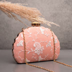 D-shaped Embroidered clutch