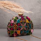 D-shaped Embroidered clutch