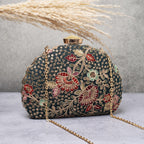 D-shaped Embroidered clutch