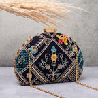 D-shaped Embroidered clutch