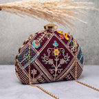D-shaped Embroidered clutch