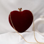 Heart Shaped Velvet Clutch Bag