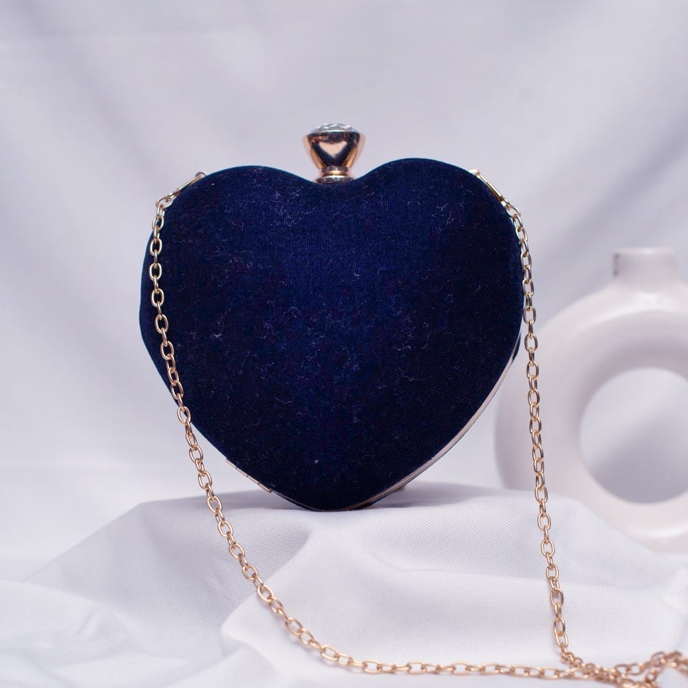 Heart Shaped Velvet Clutch Bag