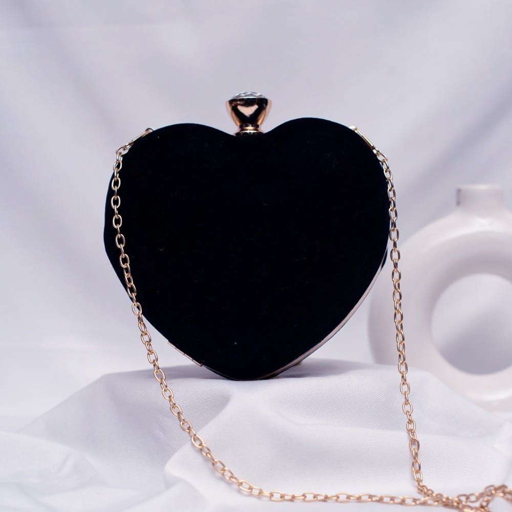 Heart Shaped Velvet Clutch Bag
