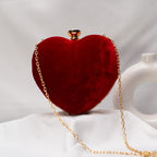 Heart Shaped Velvet Clutch Bag