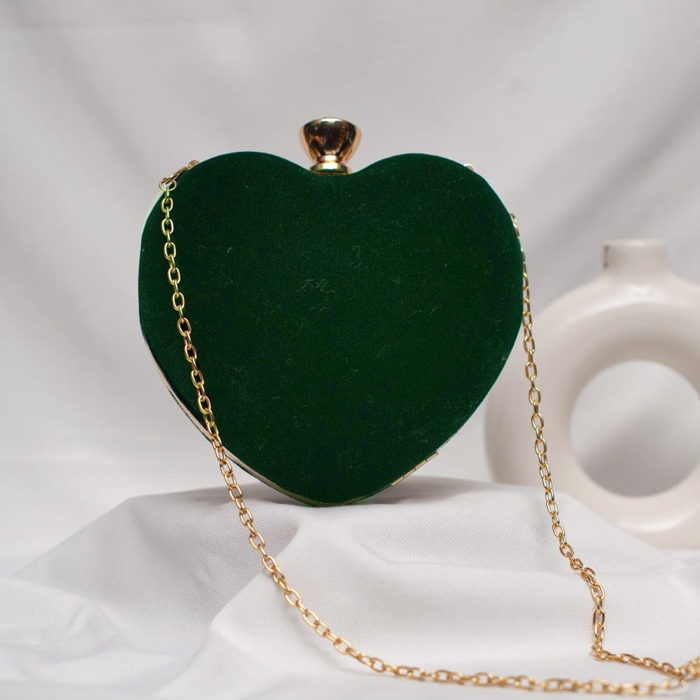 Heart Shaped Velvet Clutch Bag