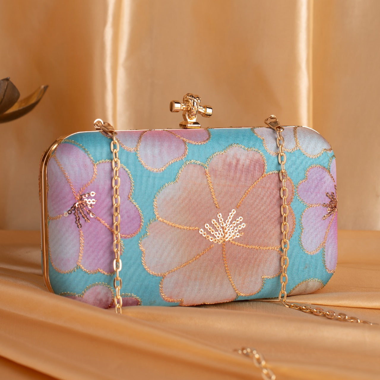Ethnic Embroidery Clutch with Designer Knob