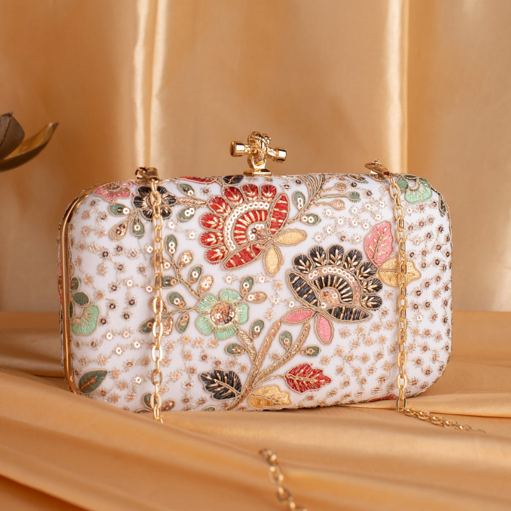 Ethnic Embroidery Clutch with Designer Knob