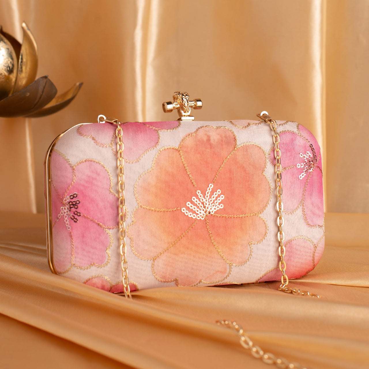Ethnic Embroidery Clutch with Designer Knob