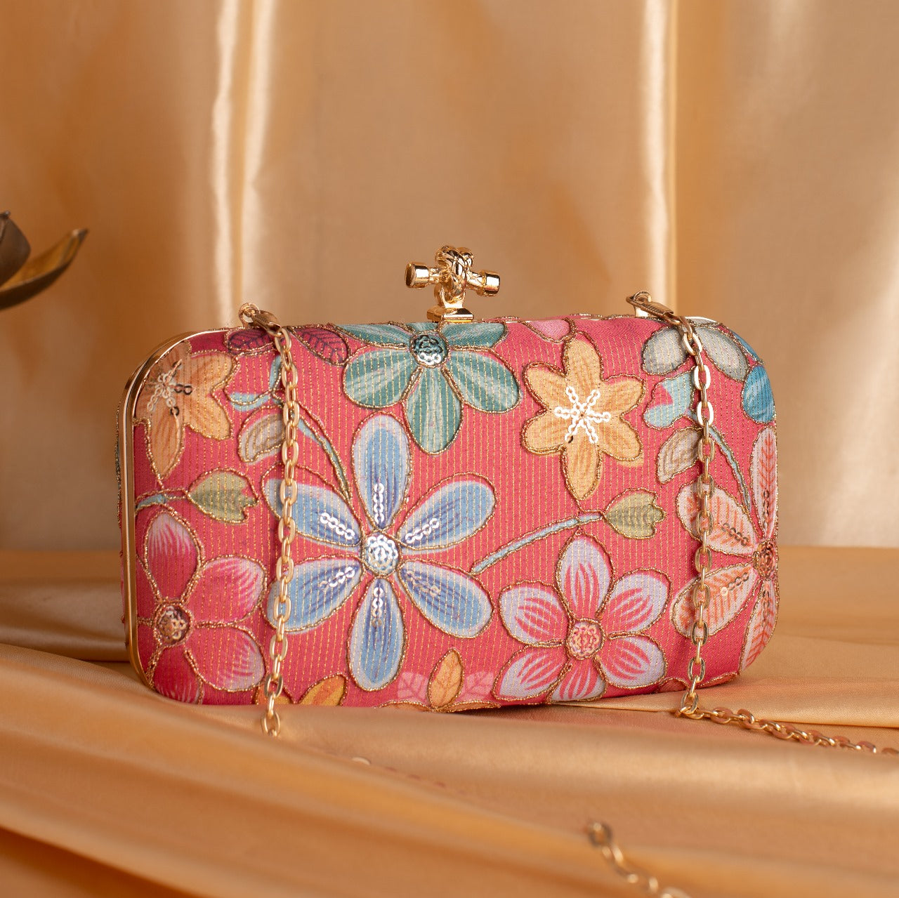 Ethnic Embroidery Clutch with Designer Knob