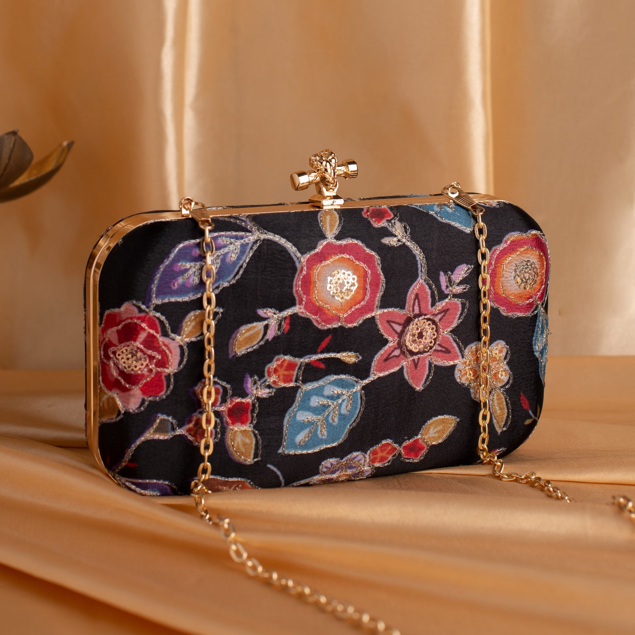 Ethnic Embroidery Clutch with Designer Knob