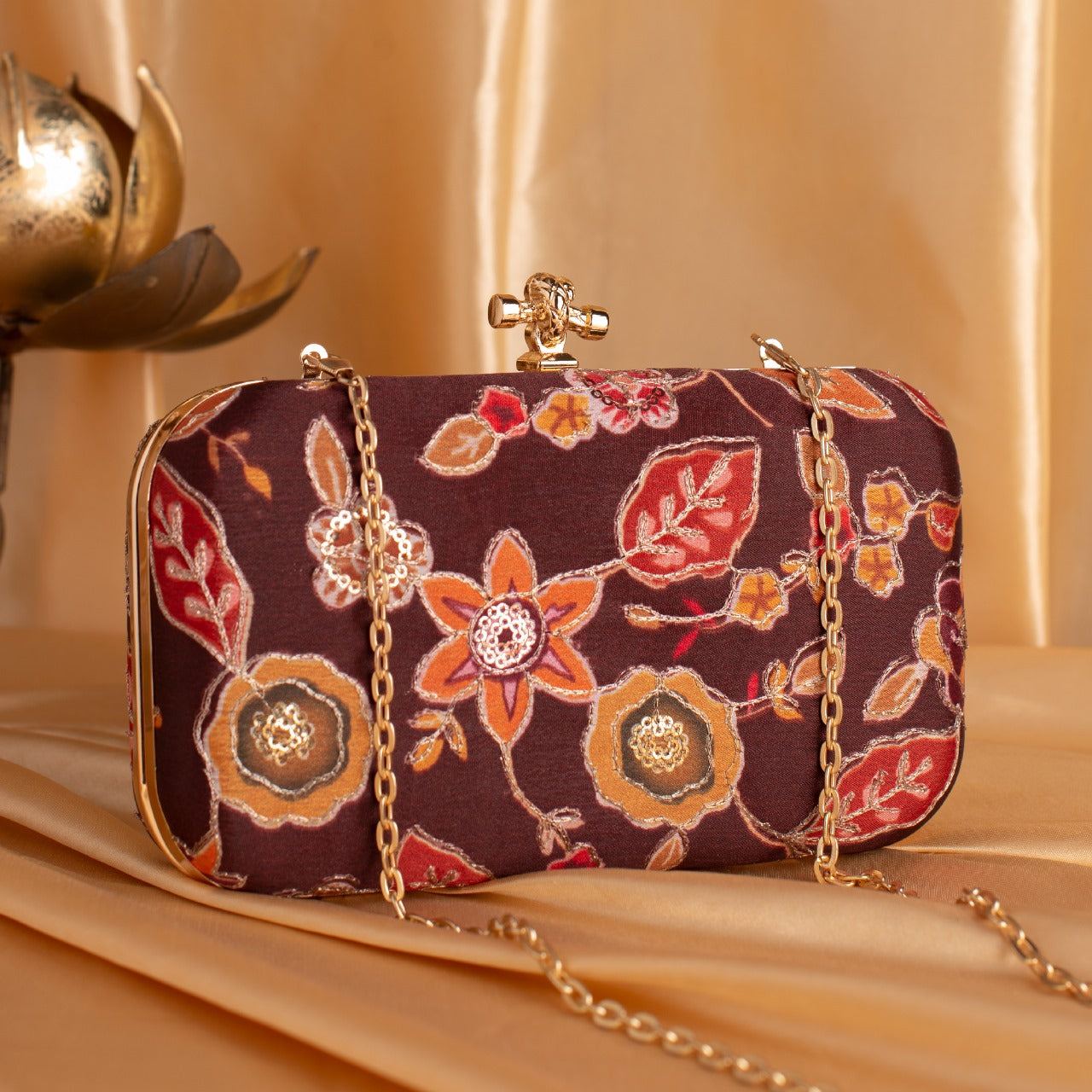 Ethnic Embroidery Clutch with Designer Knob