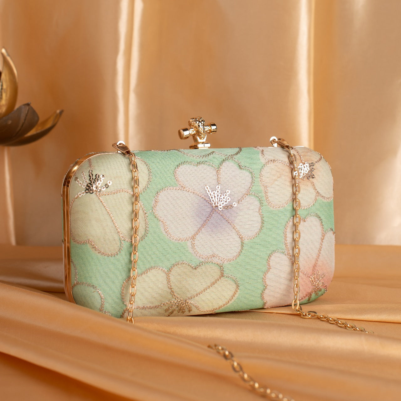Ethnic Embroidery Clutch with Designer Knob