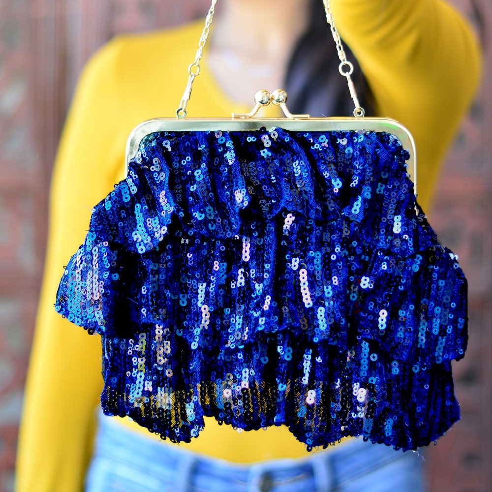 Designer Sequins Framed Potli Clutch Bag