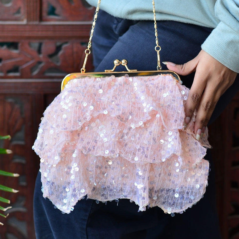 Designer Sequins Framed Potli Clutch Bag