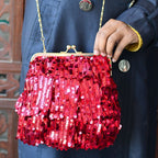 Designer Sequins Framed Potli Clutch Bag