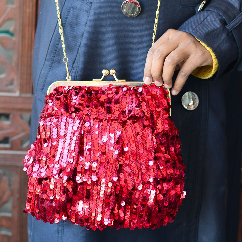 Designer Sequins Framed Potli Clutch Bag
