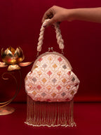Pearl Elegance Potli Bag with hanging tassels