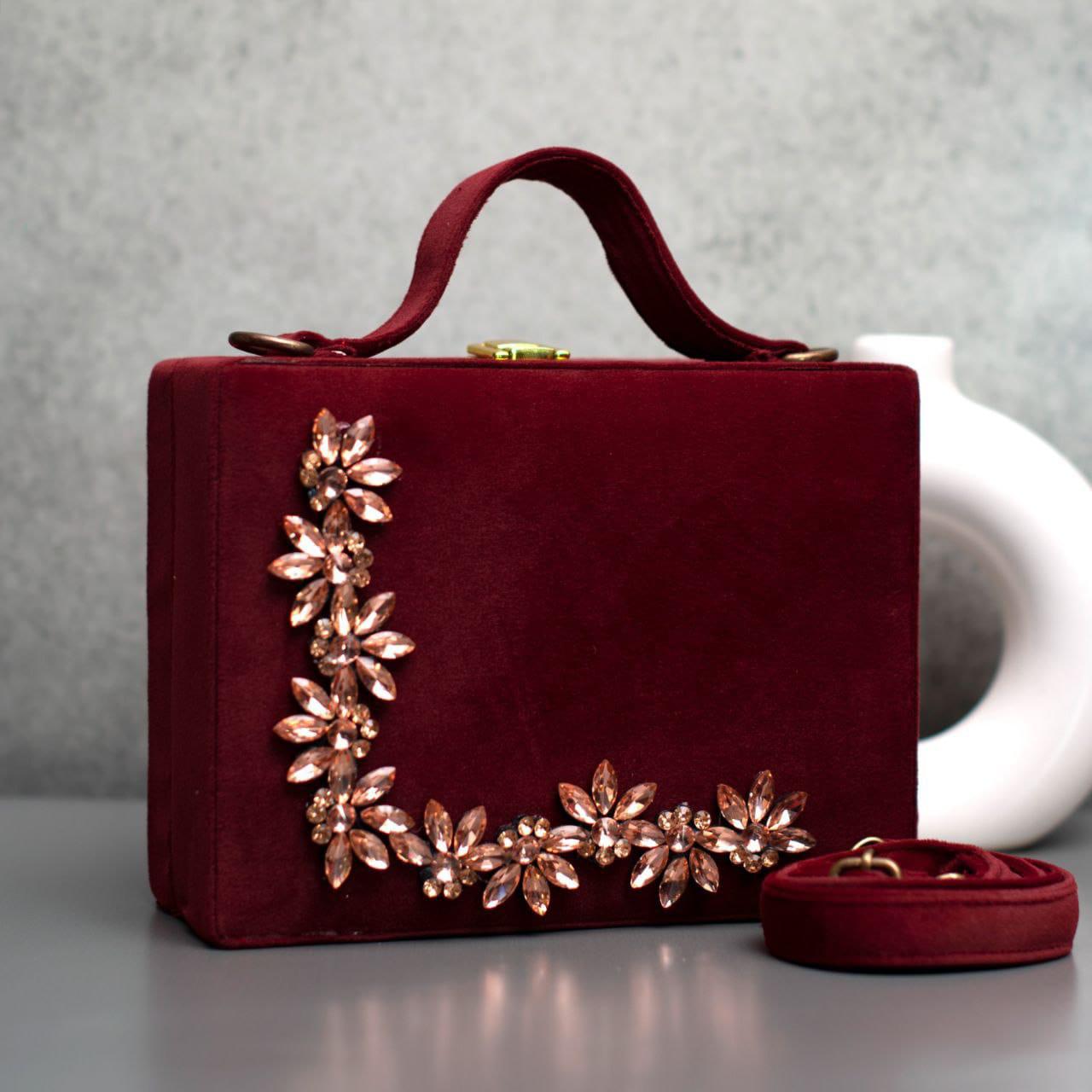 Premium Suede Velvet Suitcase Bag