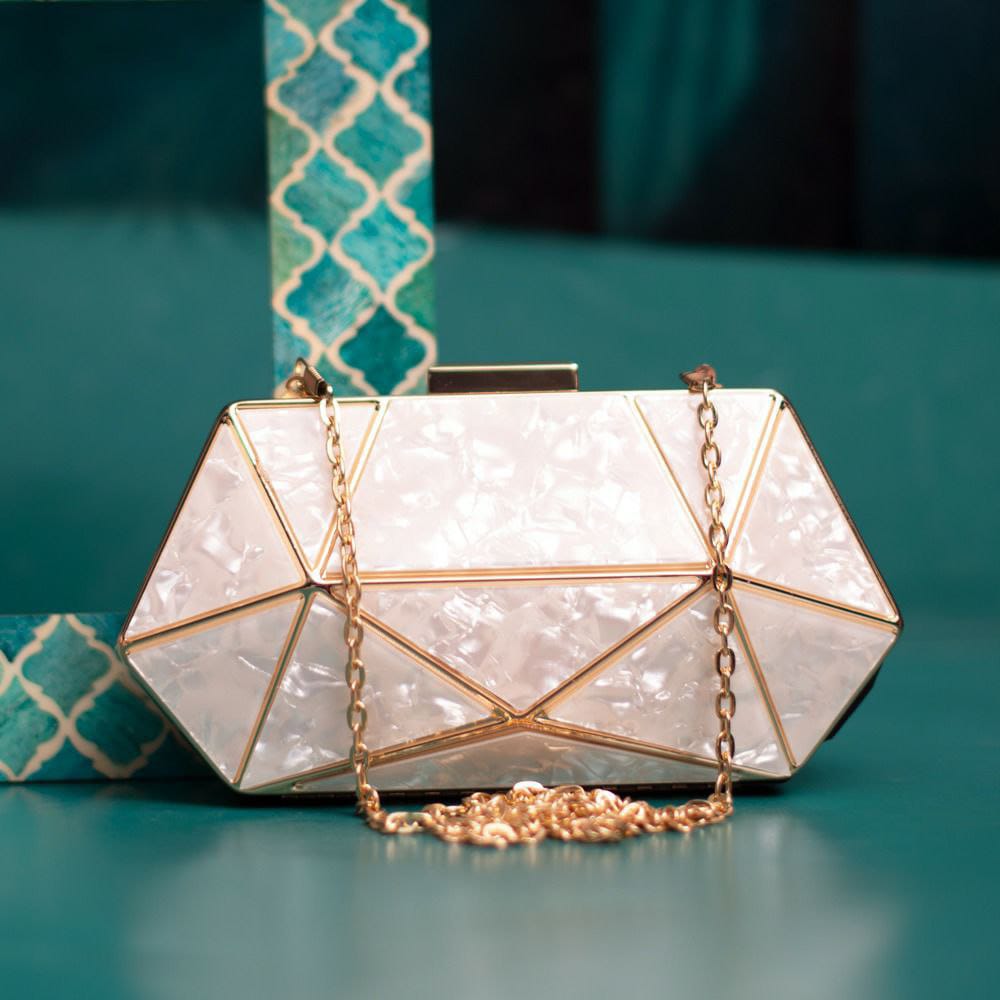 Metallic Acrylic MOP Clutch