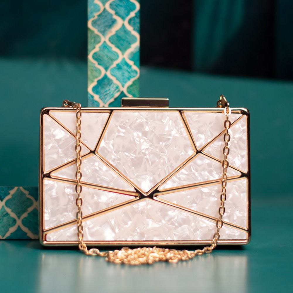 Metallic Acrylic MOP Clutch