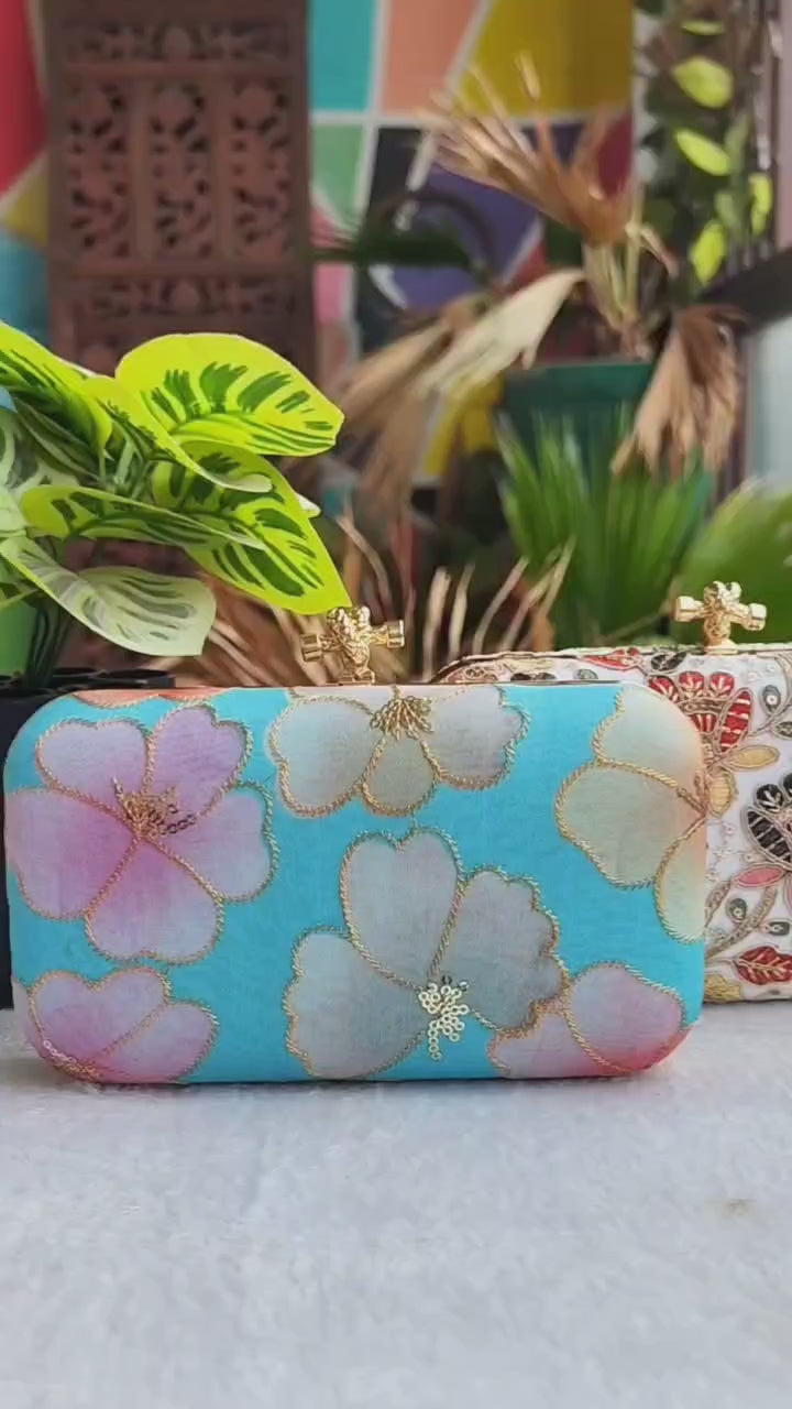 Ethnic Embroidery Clutch with Designer Knob
