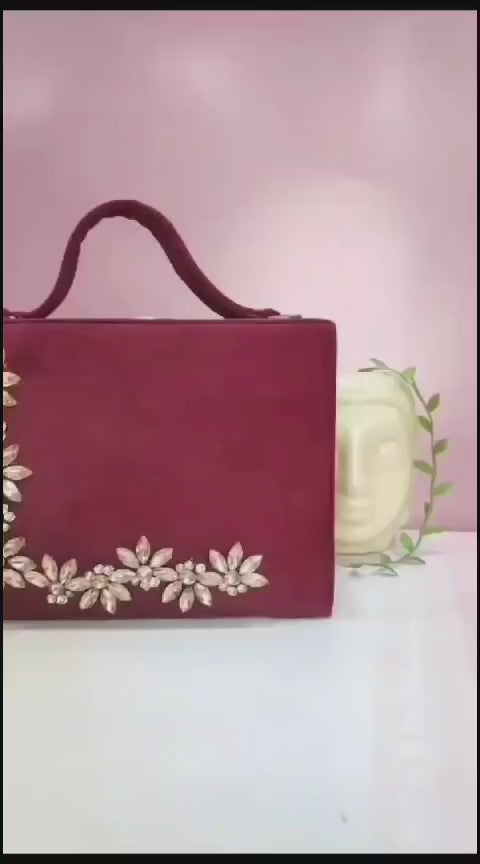 Premium Suede Velvet Suitcase Bag